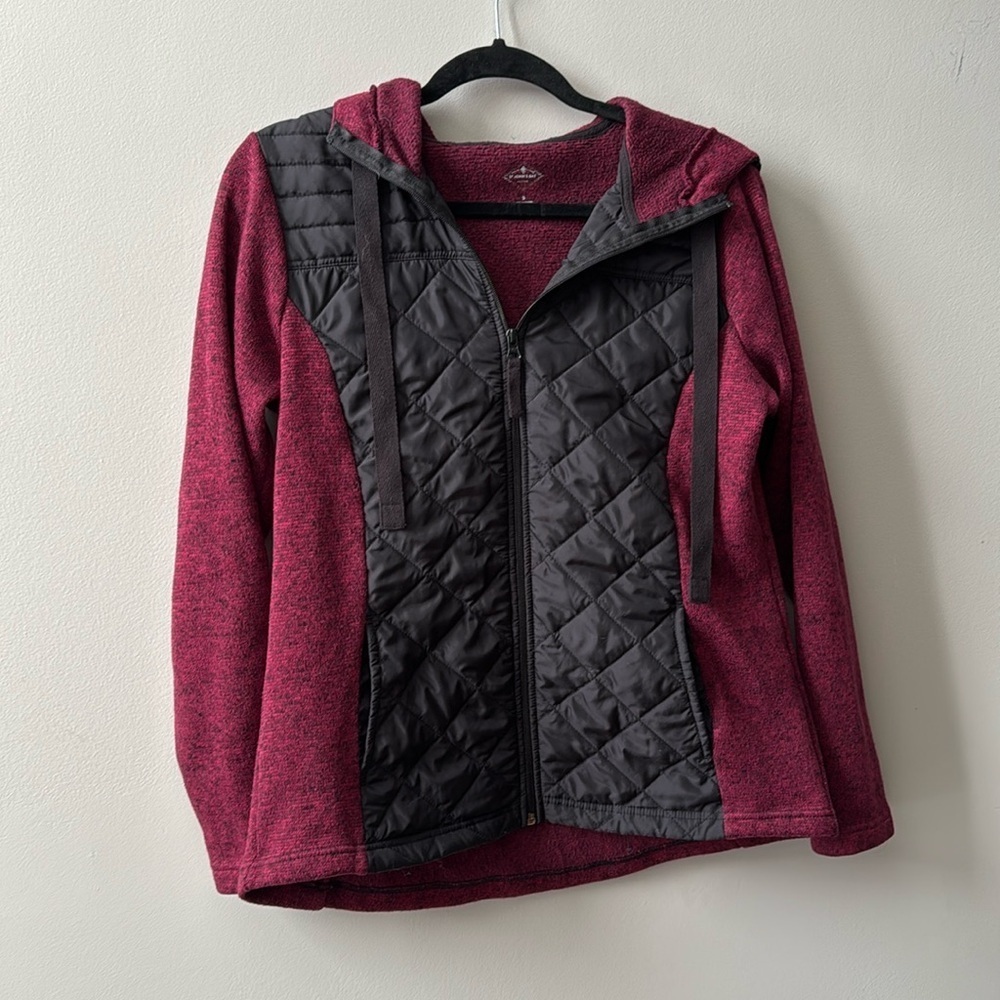 Maroon Burgundy Black Zip up jacket hooded